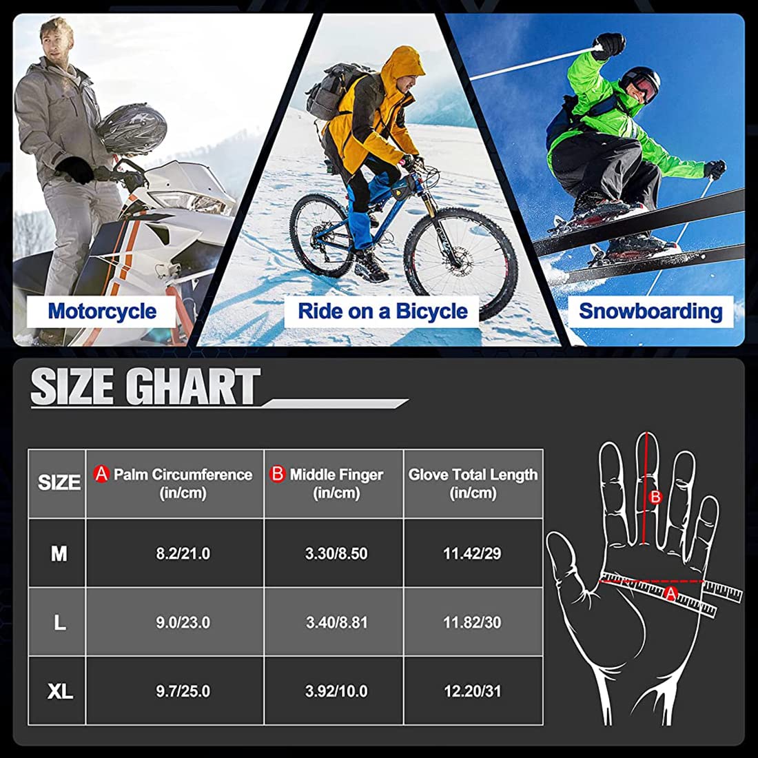 ZIBUYU Winter Gloves for Men Women Adult Warm Bike Riding Gloves Touch Screen Finger Microfiber Anti-Slip Design Windproof Waterproof Snow Ski Gloves Hand Gloves (Grey) ZIBUYU Winter Gloves for Men Women Adult Warm Bike Riding Gloves Touch Screen Finger Microfiber Anti-Slip Design Windproof Waterproof Snow Ski Gloves Hand Gloves (Grey)